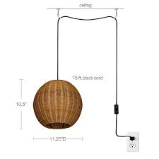 Allen Roth Natural Rattan And Painted Black Farmhouse Globe Pendant Light In The Pendant Lighting Department At Lowes Com