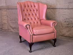 pink leather chesterfield chair