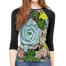 Pmftryuer Womens Blouse 3 4 Sleeve Succulent Plant Potting
