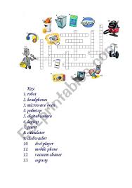 crossword gadgets esl worksheet by