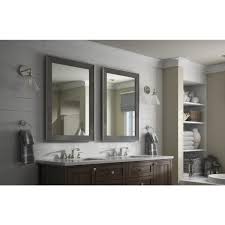 Bathroom vanity bevelled mirror with frame surround. Delta 33 In W X 47 In H L1 Framed Rectangular Standard Glass Bathroom Vanity Mirror In Weathered Wood Fmirl1 Gst R The Home Depot