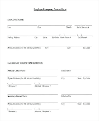 Contact Information Form Ate Sheet Word Employee Emergency Template