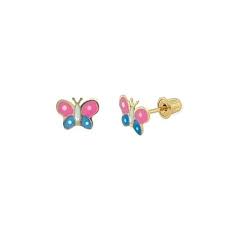 14k gold pink and blue enamel erfly