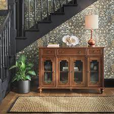 Home Decorators Collection Harriston Walnut Brown Solid Wood Glass Door Buffet