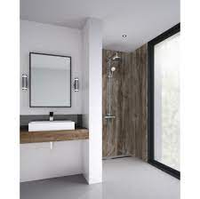 Dark Wood Bathroom Shower Wall Panel