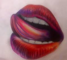 lips drawing a portrait art on cut