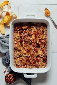 I love the smell of banana bread cooking in the oven. 1 Bowl Chocolate Banana Baked Oatmeal Minimalist Baker Recipes
