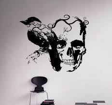 Gothic Raven And Skull Wall Decal Vinyl