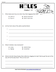 Holes By Louis Sachar Worksheets And Activities