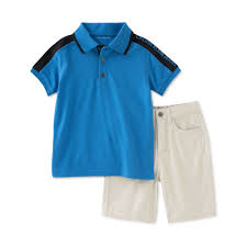 Calvin Klein Boys 2 Piece Shirt Shorts Rugby Polo Shirt