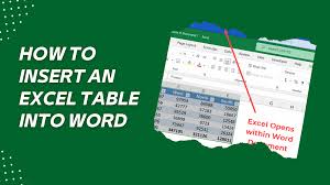 how to insert an excel tables into word
