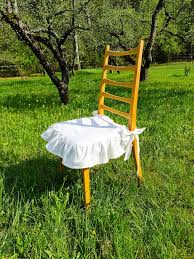 White Linen Chair Cover Ruffled Chair