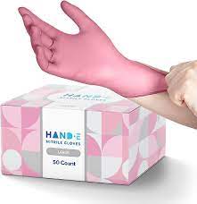 pink nitrile disposable gloves