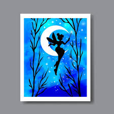 fairy dream moonlight scenery drawing