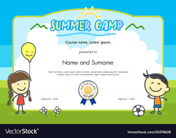 Kids Summer Camp Certificate Document Template