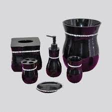 Check out our black bathroom set selection for the very best in unique or custom, handmade pieces from our bathroom décor shops. 6 Pieces Black Polyresin Bathroom Set Decorated With Diamonds Global Sources