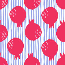 red pomegranate fruit seamless pattern