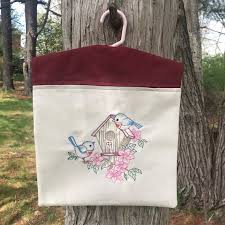 Spring Clothes Pin Bag Embroidered With