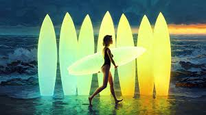 surfer beach art wallpaper 4k hd