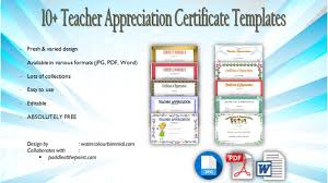 Teacher Appreciation Certificate Free Printable 10 Designs