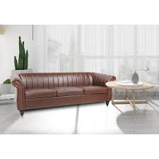 rolled arm faux leather chesterfield