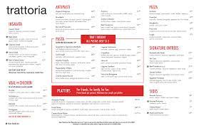 Order online and track your order live. Trattoria Italian Kitchen Menu