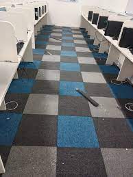 blue square cheque pvc carpet tiles