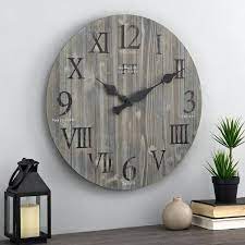 Gray Rustic Farmhouse Barn Wood Clock
