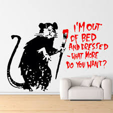 banksy out of bed rat wall decal