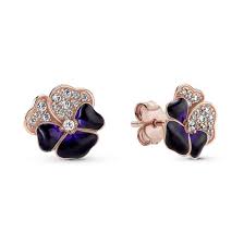deep purple flower stud earrings