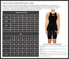 Sizing Charts Arena Swimwear