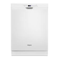 A dishwasher containing clean dishes. Whirlpool 50 Decibel Front Control 24 In Built In Dishwasher White Energy Star In The Built In Dishwashers Department At Lowes Com