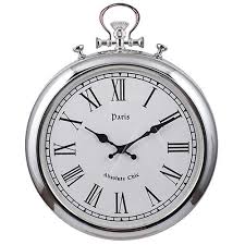 silver metal round wall clock fw