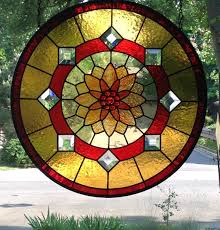 There are small pieces of glass missing or cracked. Lotus Flower Padma Round Stained Glass Window Panel Delphi Artist Gallery