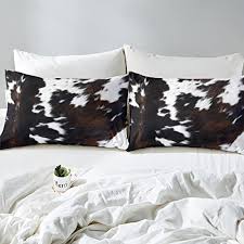 Brown Cowhide Comforter Set Twin Black