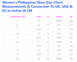 philippines shoe size charts