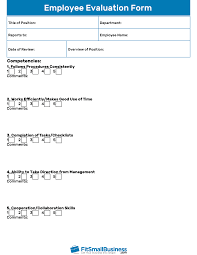 Employee Evaluation Forms Free Performance Review Templates