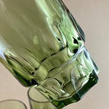 Avocado Green Glass Tumblers Reflection