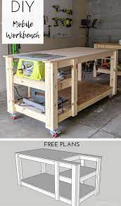 Diy garage workbench and shelves / garage workbench ideas. Diy Mobile Workbench Build A Mobile Workbench With Your Table Saw With Plans From Bitterroot Diy Woodworki Diy Table Saw Mobile Workbench Diy Garage Storage