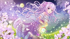 See more ideas about anime purple hair, anime, anime girl. Hd Wallpaper Anime Anime Girls Purple Hair Flowers Purple Eyes Dress Wallpaper Flare