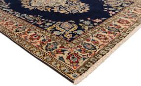 qom persian rug night blue 143 x 105 cm