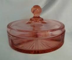 vintage pink depression glass covered