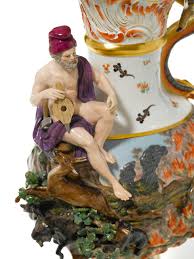 Bonhams : Two Meissen porcelain ewers emblematic of Water and Fire late  19th/early 20th century