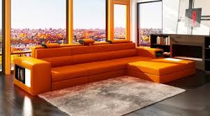 Dark Red Italian Leather Sectional