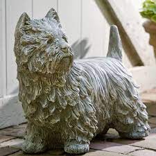 westie dog cast stone garden statue
