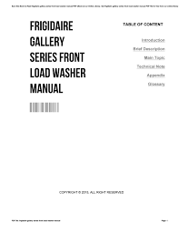 Frigidaire affinity dryer service manual. Frigidaire Gallery Series Front Load Washer Manual By Renehellwig1859 Issuu