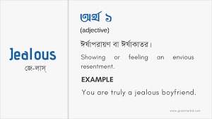 jealous meaning in bengali jealous এর