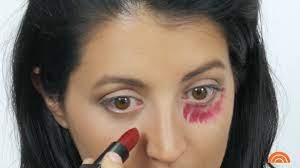 how to use red lipstick as under eye makeup