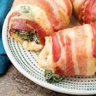 bacon wrapped chicken rolls