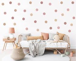 dusty rose and taupe polka dot wall